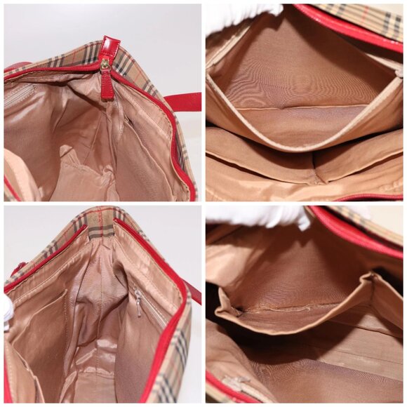 Burberrys Nova Check Tote Bag Canvas Beige Red Auth 78424 - Picture 15 of 16